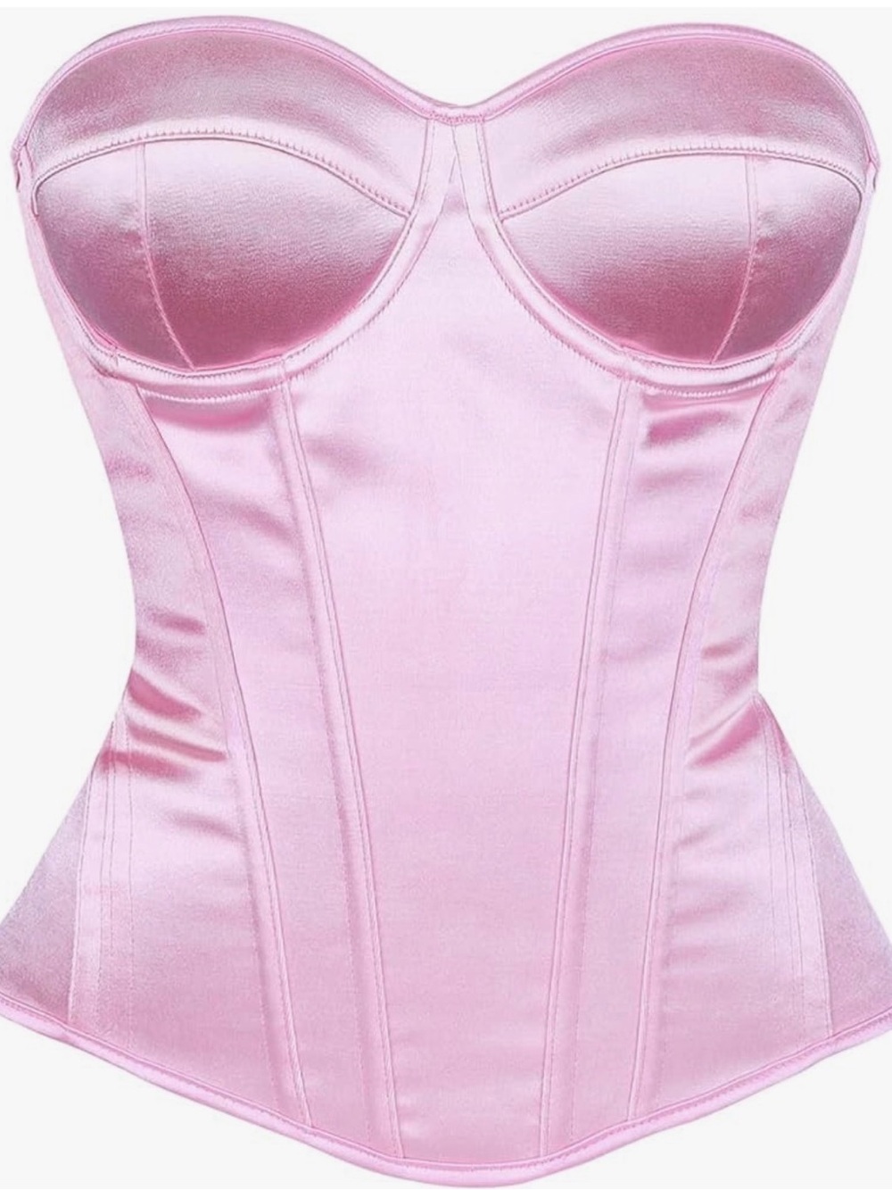 Satin Strapless Bustier Corset Top in Pink